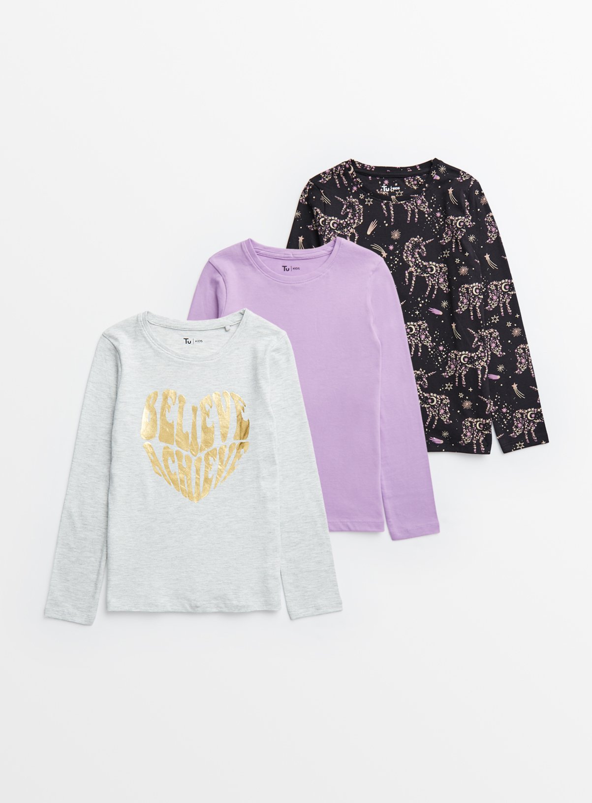 Pink, Grey & Black Lunar T-Shirts 3 Pack 10 years - Image 1 thumbnail